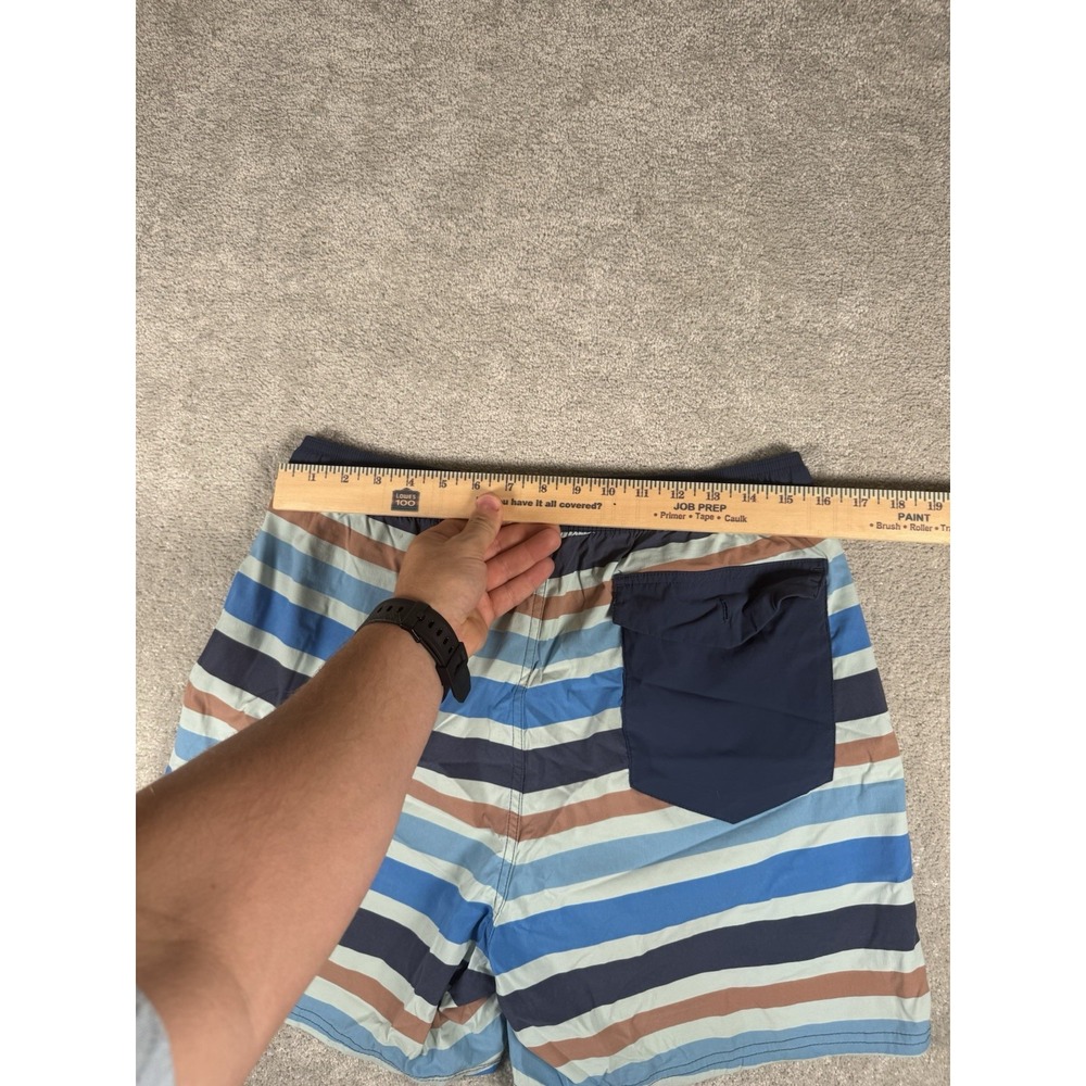 Patagonia Wavefarer Volley Shorts‎ Men L Blue White Orange Stripe Stretch - Picture 5 of 8